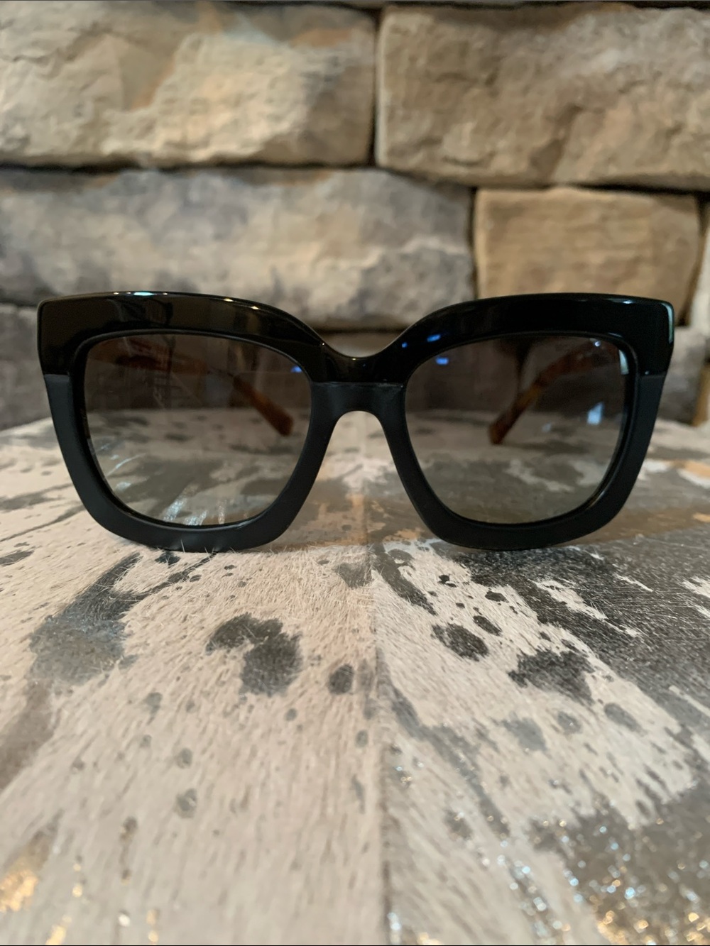 Michael Kors Glossy/Matte Black Square Cat-Eye Sunglasses